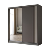 Schwebetürenschrank mit Lamellen MALTA Grau + Weiß