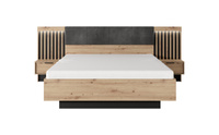 Holzbett mit Nachttischen MONS Eiche artisan