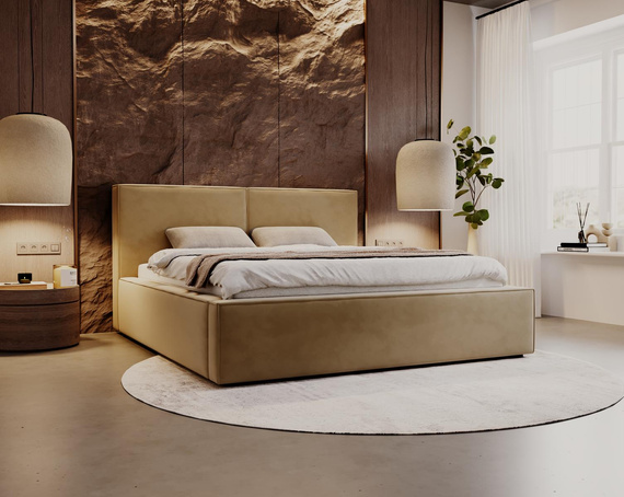 Polsterbett mit Bettkasten Beige 140x200