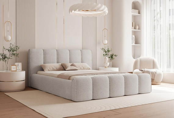 Bubble Design Gepolstertes Bett 180x200 Grau Chenille HERME