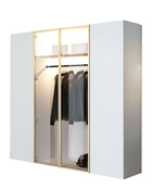 Moderner Kleiderschrank mit Glasfront und LED Beleuchtung Weiß STELLS