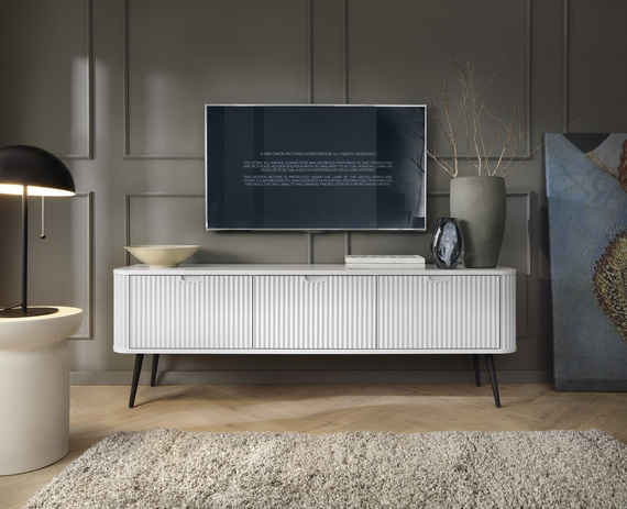 Modern TV-Schrank mit Fronten gefräst Weiß CARLO 