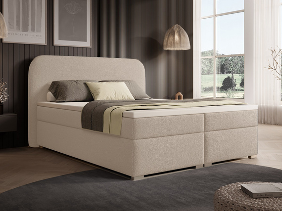 Beige Boxspringbett 200x200 mit topper DESIGNO