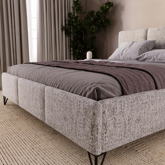 Designerbett geflechtartiger Stoff im Retro-Stil 160x200 Graphit LARAS