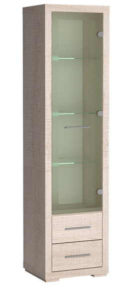 Vitrine ARIA mit 2 Schubladen Eiche Santana Hell