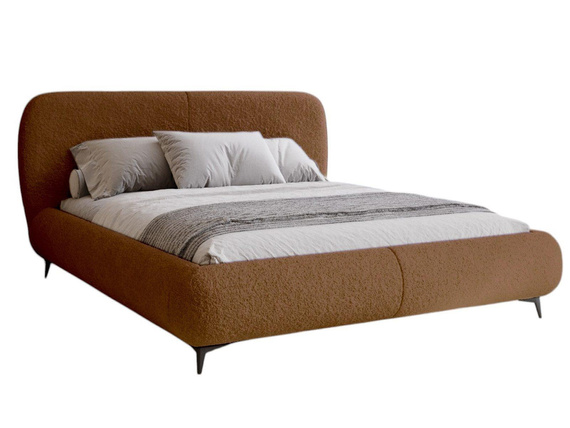 Design Polsterbett mit hohen Füßen Retro Stil Doppelbett in Stoff 160x200 ziegelrot 