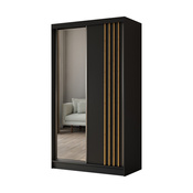 Schwebetürenschrank mit Lamellen MALTA Schwarz + Artisan