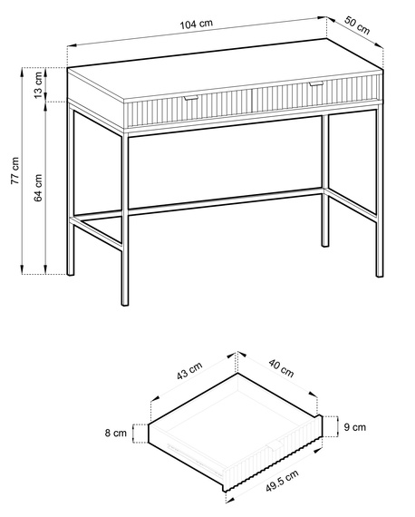 Schminktisch mit 2 Schubladen eiche vincenza NANCY