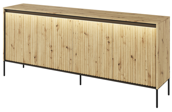 Kommode mit 4 Türen unf LED-Beleuchtung FLORE 193x40x83 cm) , 