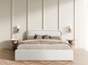 Weiß Polsterbett 140x200 mit Bettkasten Holzrahmen SAGA