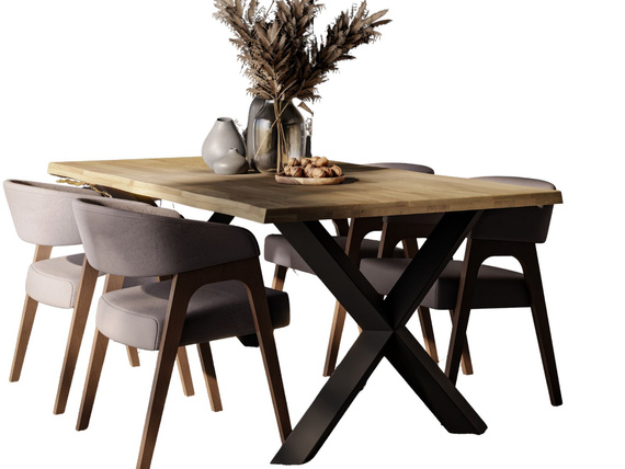 Industrial Esstisch aus Massivholz mit Metallgestell BERGEN