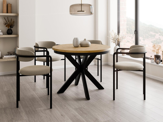 Runde Esstische BELLAMI Eiche artisan Schwarz