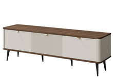 TV-Kommode mit Lamellen LILIA Kaschmir + Nussbaum