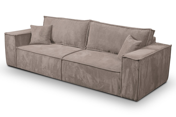 Schlafsofa mit Bettkasten und Cordstoff MONA Hellbraun