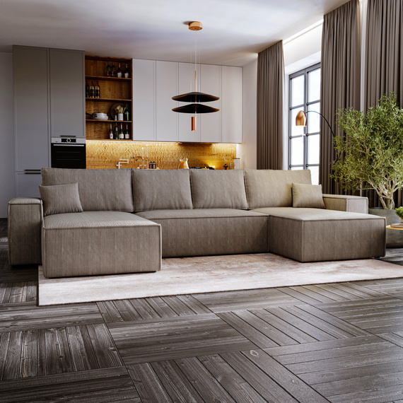  Ecksofa U-Form MALAG Beige