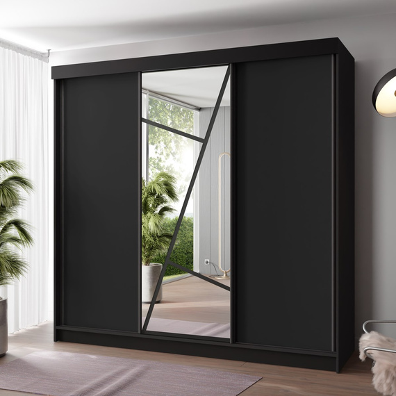Garderobenschrank mit Spiegel TORET 200 Schwarz