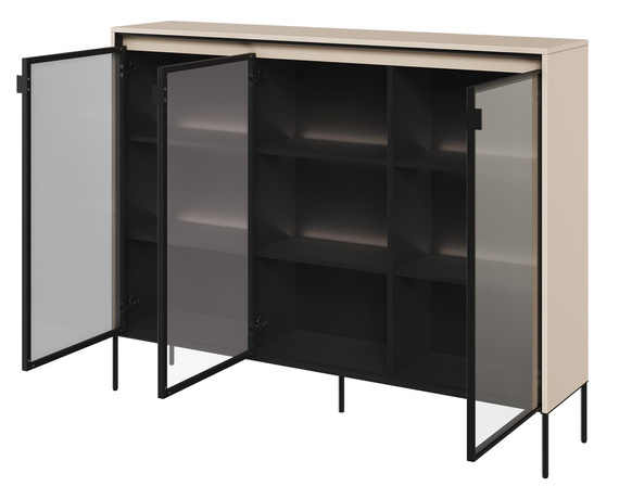 Moderne Standvitrine mit gehärtetem Glas mit LED FLORE BEIGE