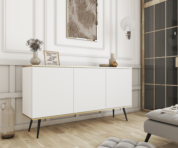 Elegante Kommode mit schwarzen Beinen POLO Weiß