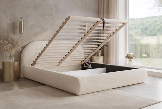 Polsterbett mit runder Form hellbeige 200x200 ARVEN