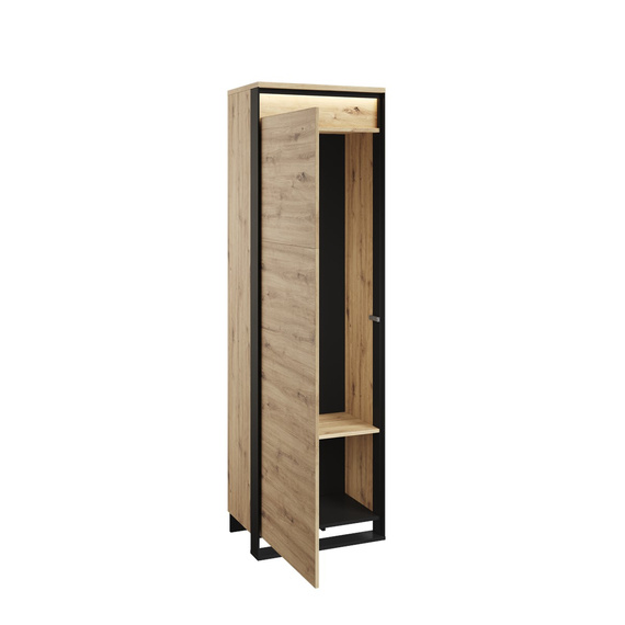 Kleiderschrank LIMA mit Drehtür Eiche Artisan/Schwarz