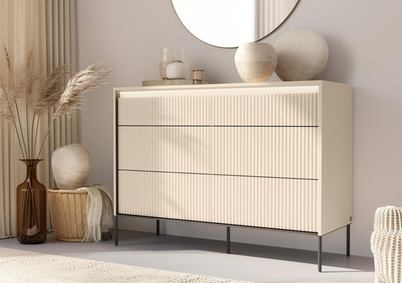 Stilvolle Kommode mit LED-Beleuchtung FLORE Beige