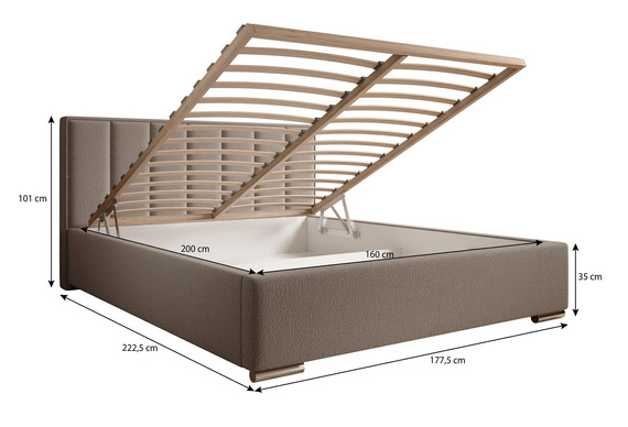 Polsterbett Boucle 180x200 Creme