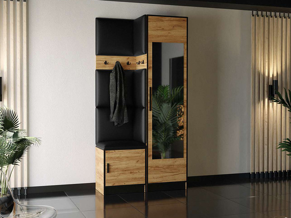 Garderoben-Set MALTI Eiche Craft + Schwarz