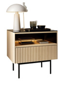 Nachttisch Eiche vicenza modern mit Schublade und gerillter Front OMBIS
