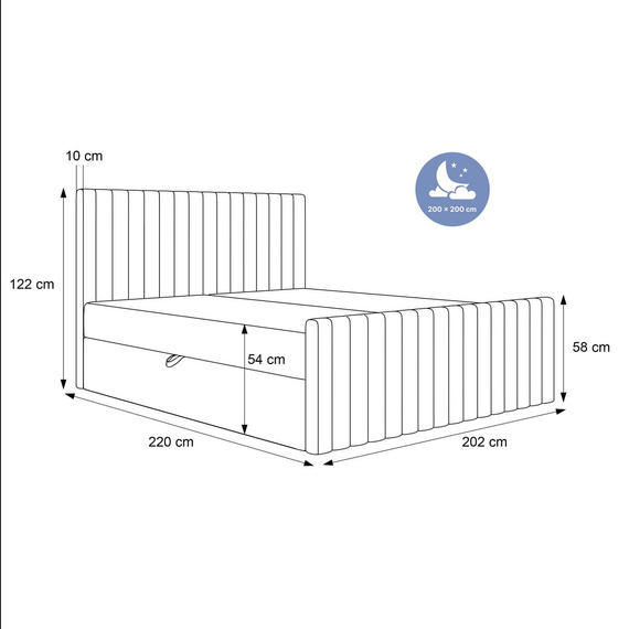 Modernes Boxspringbett mit Bettkasten Blau 200x200 MIAMI ll