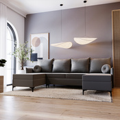 U-form LEO, MetallFüße, Modern design, Cordstoff/Velvet