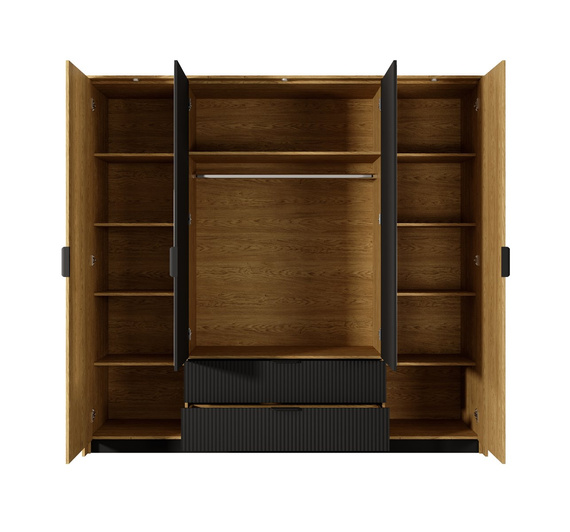 Kleiderschrank mit 2 Schubladen und Spiegel STIK Eiche