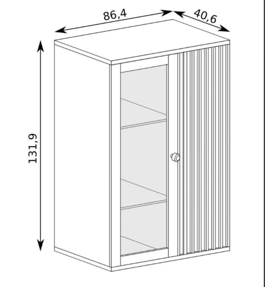 BORDO eiche, Gehärtetes Glas, Fronten gefräst, Loft Vitrine