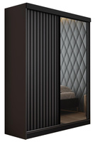 Schwebetürenschrank mit Lamellen und Spiegel LAMI graphit + schwarz