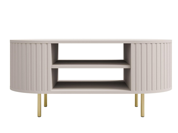 Oval Kaffeetisch mit regalen beige OVI