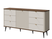 Elegante Kommode mit geriffelte Fronten LILIA Kaschmir + Nussbaum