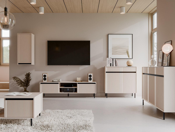 Moderne Kommode Lamellenfront beige CIAO