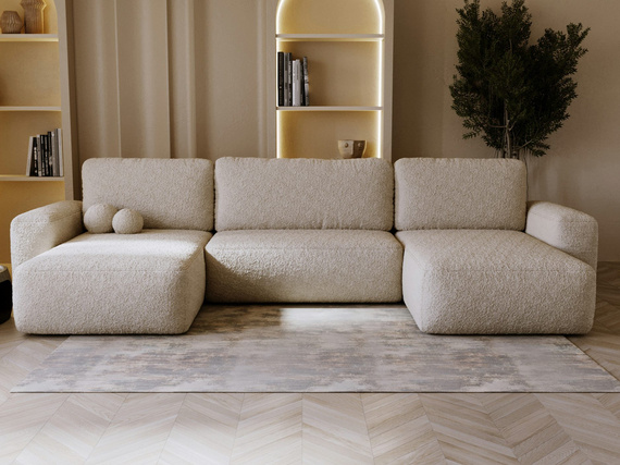 Beige Bouclé Sofa U-Form TEDIS
