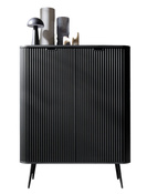 Highboard mit Lamellen auf hohen Beinen CARLO Schwarz