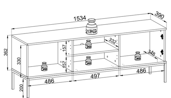 TV Tisch mit LED- Beleuchtung LINO 