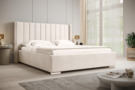 Polsterbett mit Bettkasten und Lattenrost PALMA Beige
