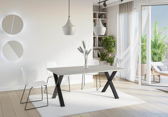  Industrieller Esstisch BLAKE Beton/Schwarz