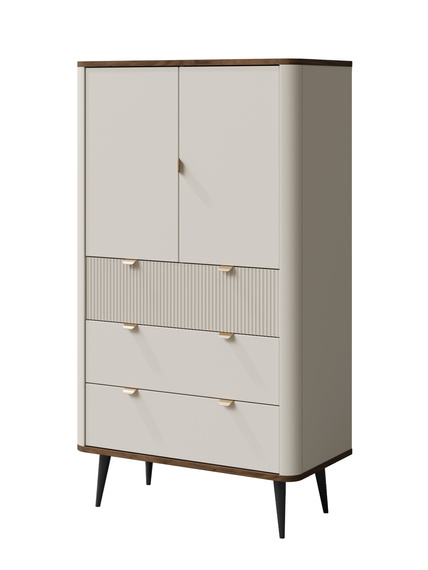 Elegante Hochkommode LILIA Kaschmir + Nussbaum