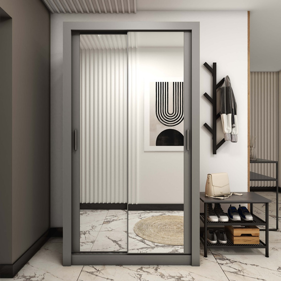 Schwebetürenschrank mit Spiegel VENTI Grau