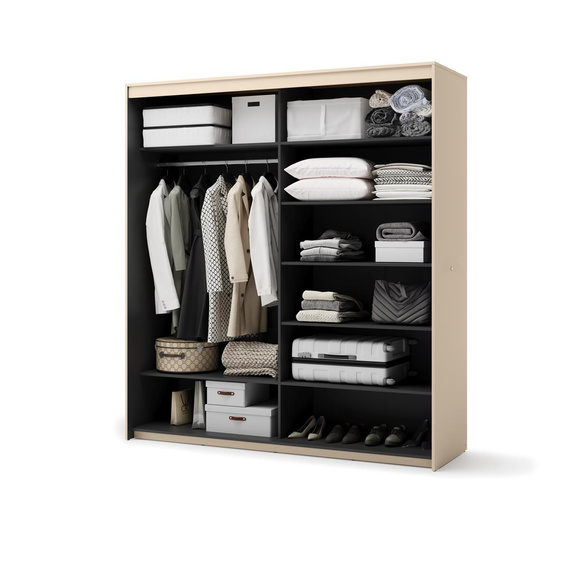Schwebetürenschrank mit LED-Beleuchtung FLORE Beige