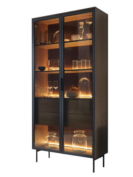 Vitrine mit LED-Beleuchtung MARBELA Eiche Dunin