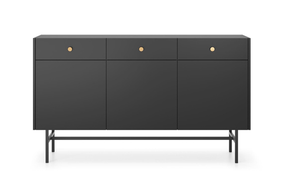Schubkastenkommode mit 3 Schubladen und 3 Türen Schwarz DAVS