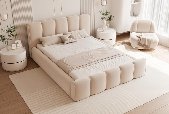 Bubble Design Gepolstertes Bett 180x200 Creme HERME
