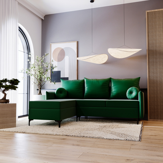 Ecksofa mit Schlaffunktion LEO Breite: 213 cm Grün