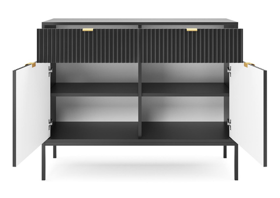 Kommode Schmal Grau+Schwarz