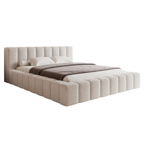 Designerbett elegant boucle Grau 160x200 CLARA